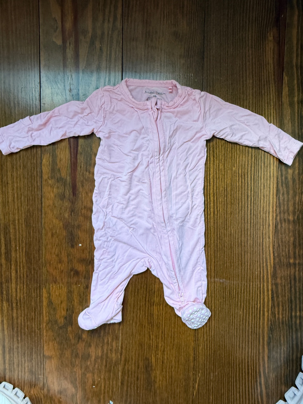 Angel Dear Pink ruffle Zip-Front footie pajamas